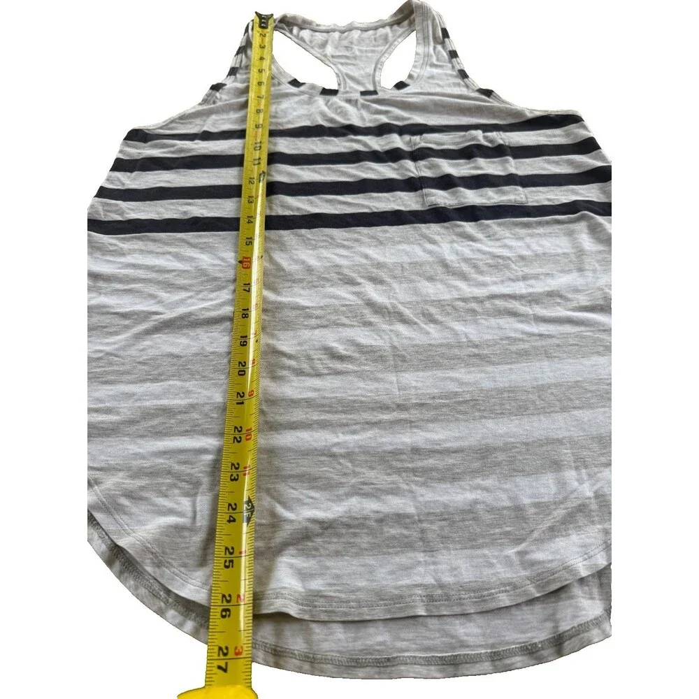 Lululemon Striped tank top Women Sz M/L  Grey BLK Mini Modern Activewear EUC